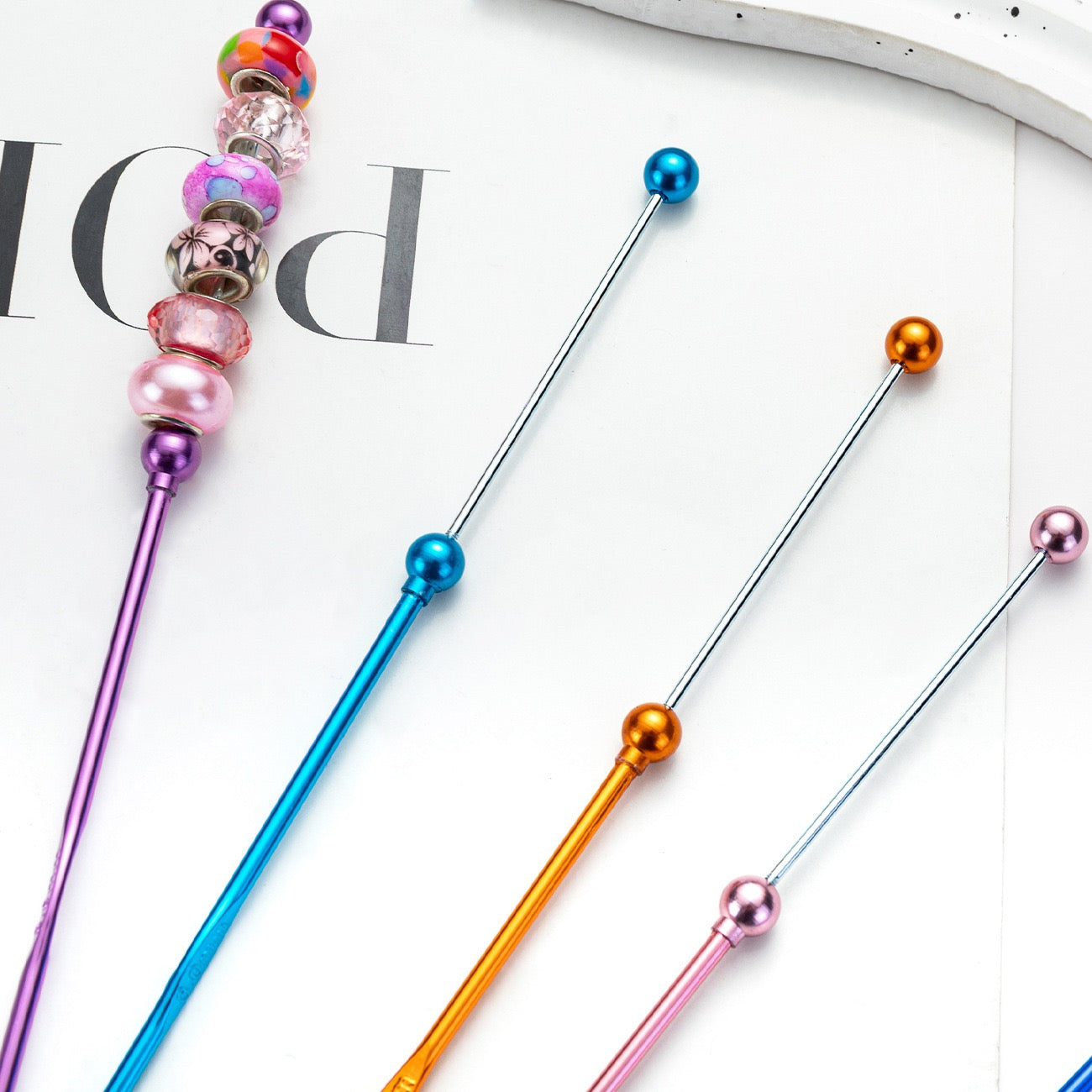 17-6MM Beadable metal color aluminum crochet hooks（6PCS）