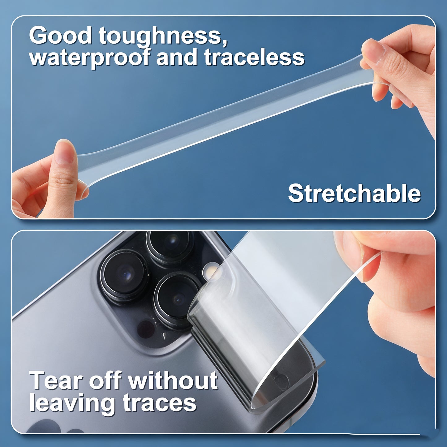 Nano double-sided transparent and seamless adhesive