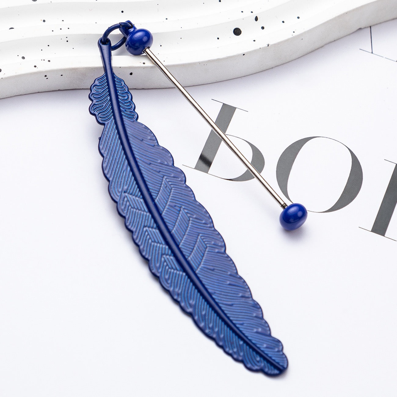 Handmade beaded metal feather bookmark（4PCS）
