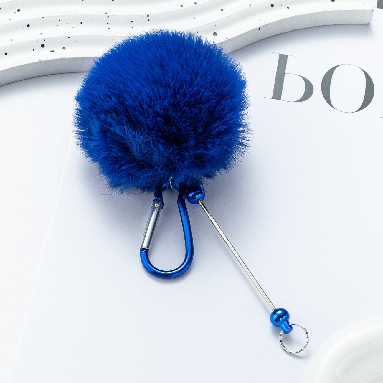 Beaded pom pom hanging decoration with climbing buckle（5PCS）