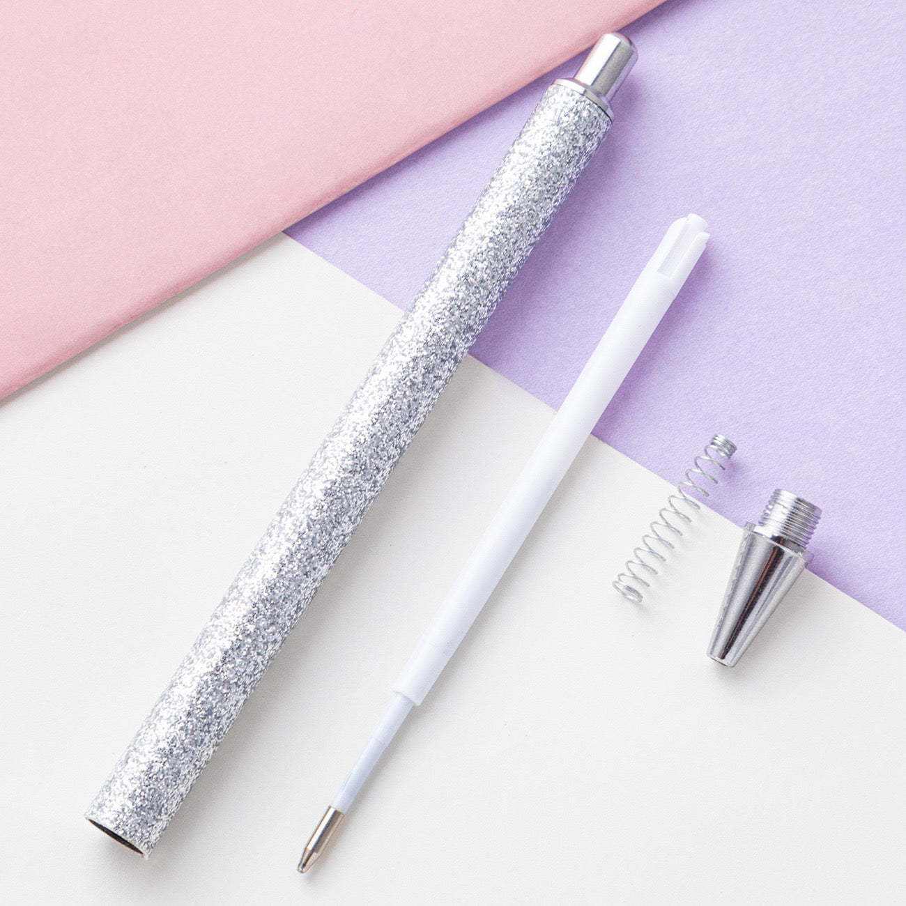 Glitter press-to-release metal ballpoint pen（8PCS）