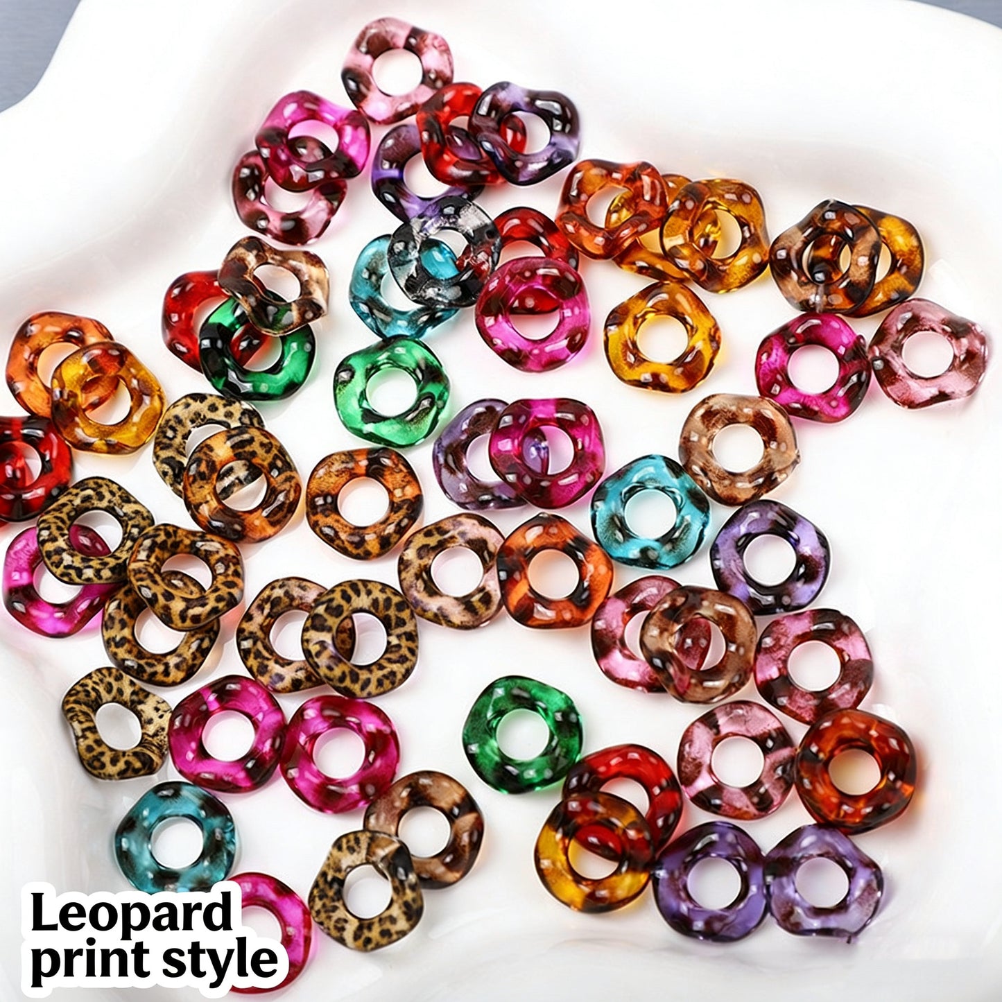 Mix Hexagonal hand-feel paint macaron color series wave spacer（60PCS）
