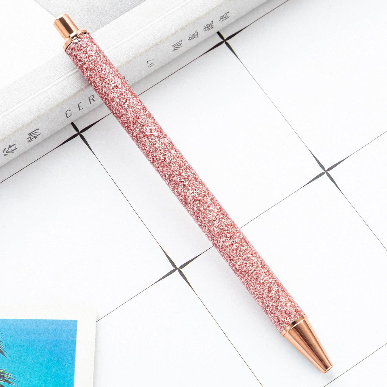 Glitter press-to-release metal ballpoint pen（8PCS）