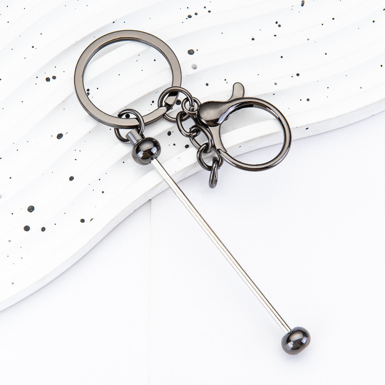 Beadable metal, colored keychain（6PCS）