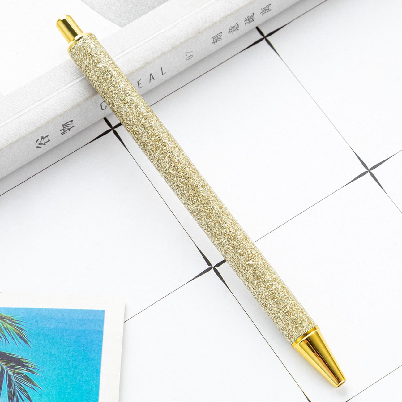 Glitter press-to-release metal ballpoint pen（8PCS）