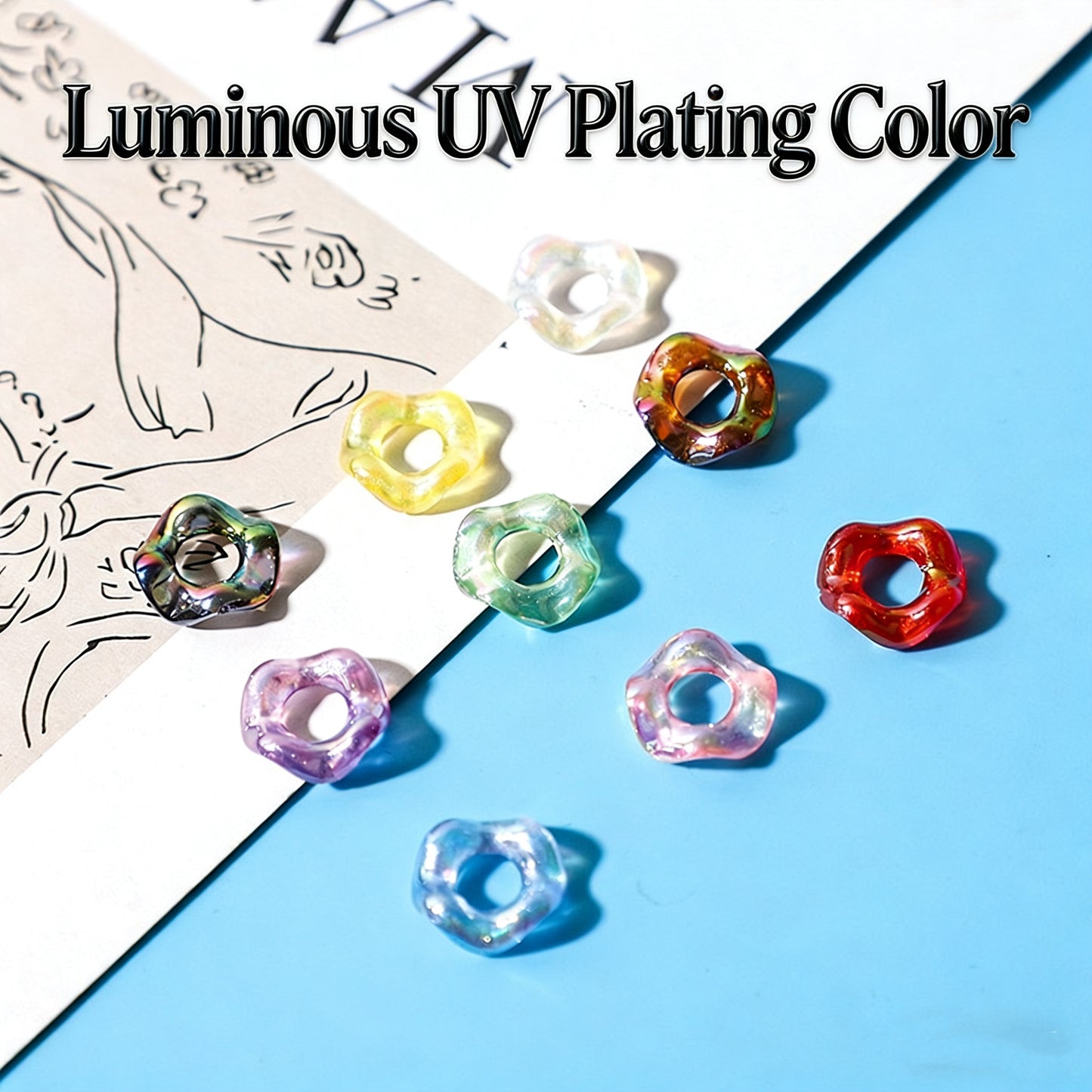 Mix Hexagonal hand-feel paint macaron color series wave spacer（60PCS）