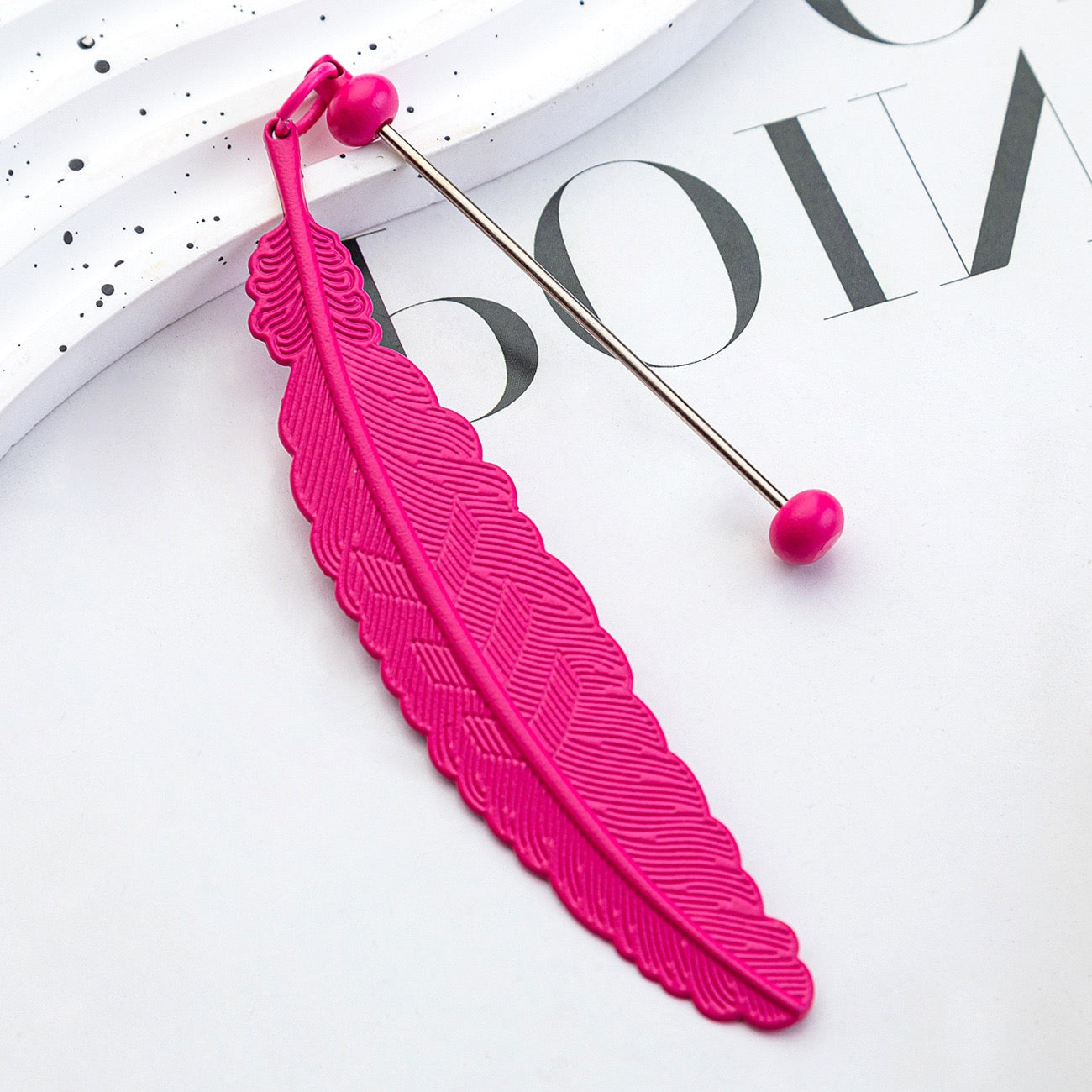Handmade beaded metal feather bookmark（4PCS）