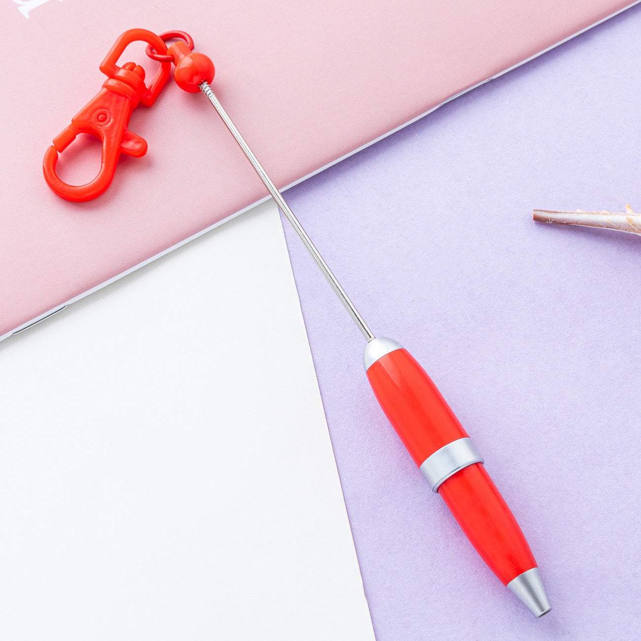 Beaded candy-colored keychain ballpoint pen（6PCS）
