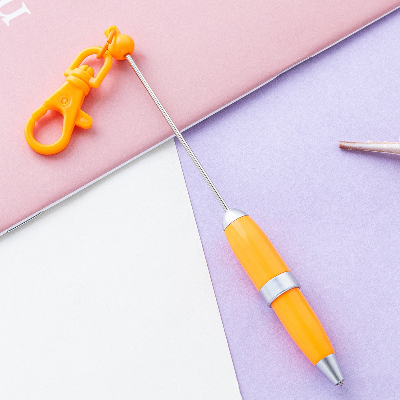 Beaded candy-colored keychain ballpoint pen（6PCS）