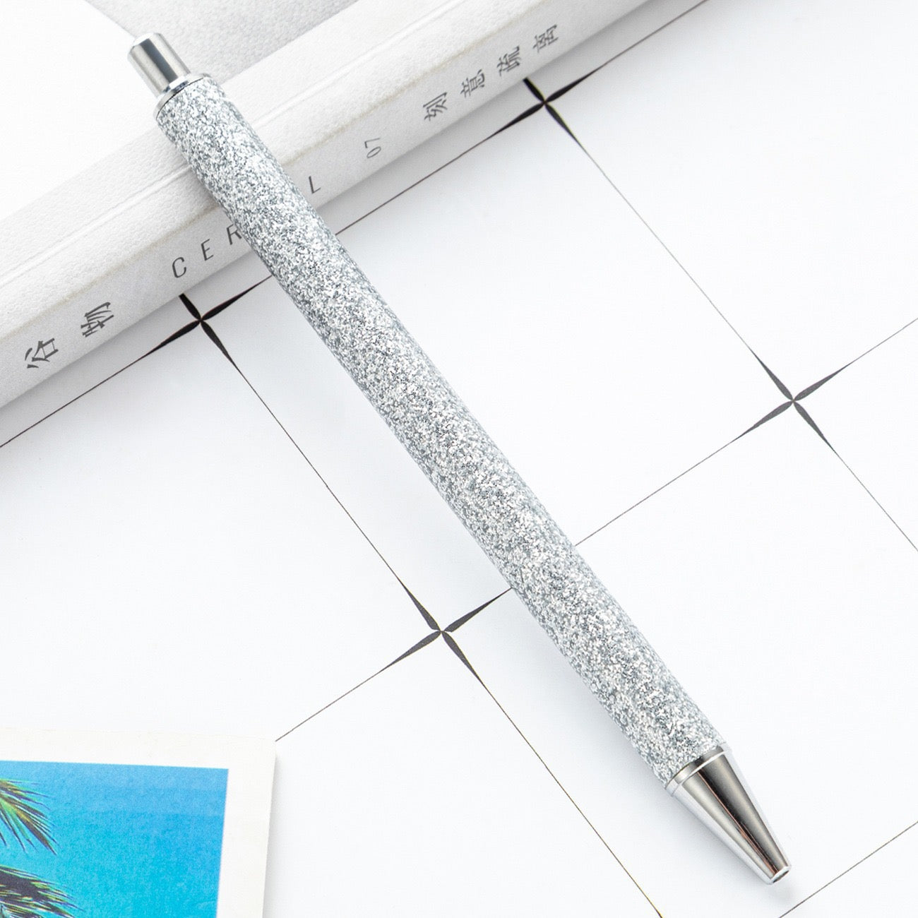 Glitter press-to-release metal ballpoint pen（8PCS）