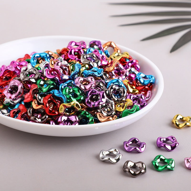 Mix Hexagonal hand-feel paint macaron color series wave spacer（60PCS）