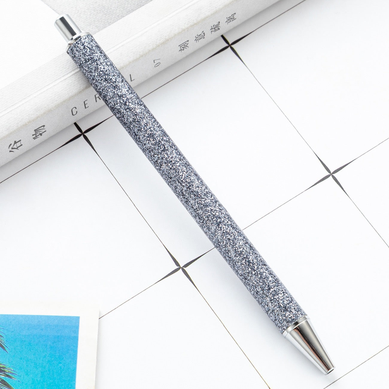 Glitter press-to-release metal ballpoint pen（8PCS）