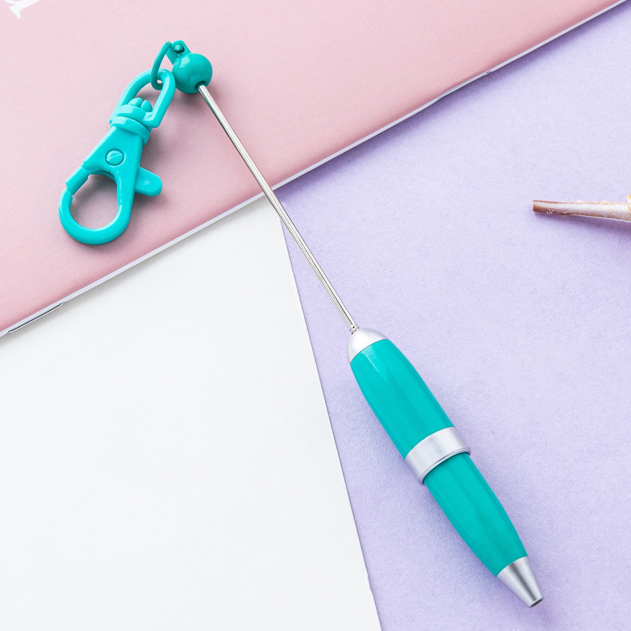 Beaded candy-colored keychain ballpoint pen（6PCS）