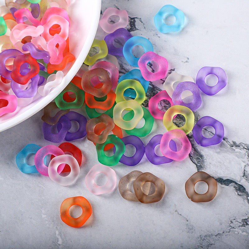 Mix Hexagonal hand-feel paint macaron color series wave spacer（60PCS）