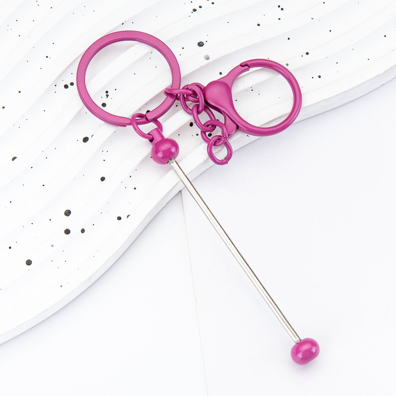 Beadable metal, colored keychain（6PCS）
