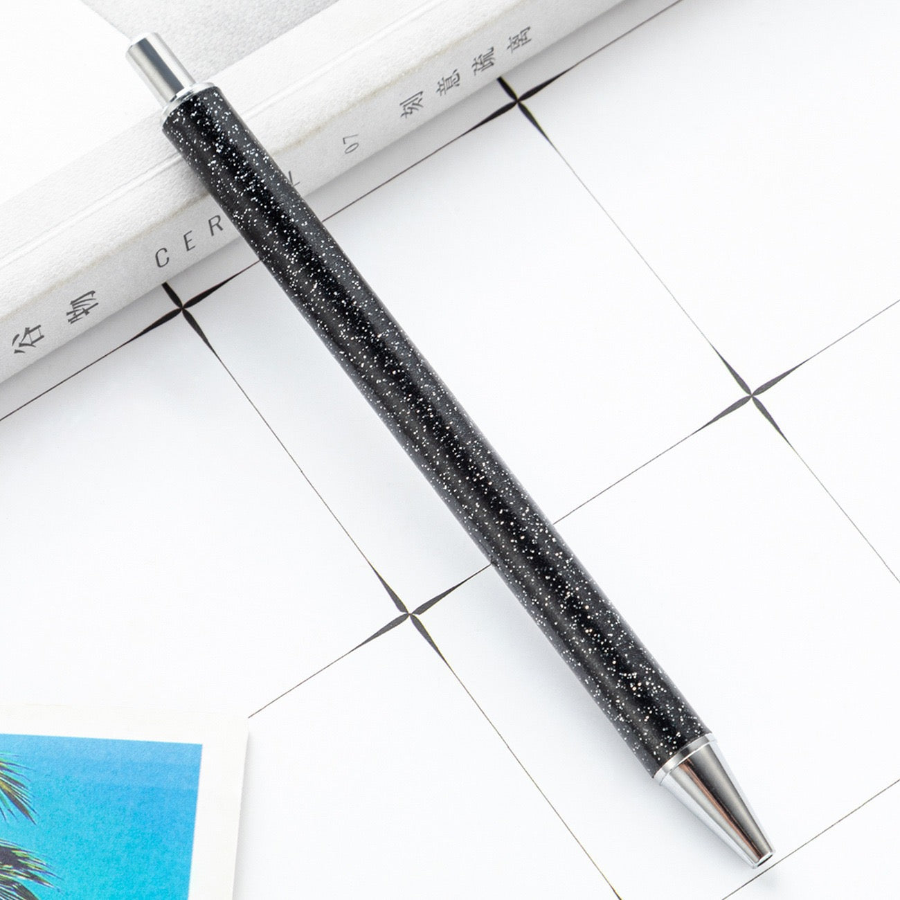 Glitter press-to-release metal ballpoint pen（8PCS）