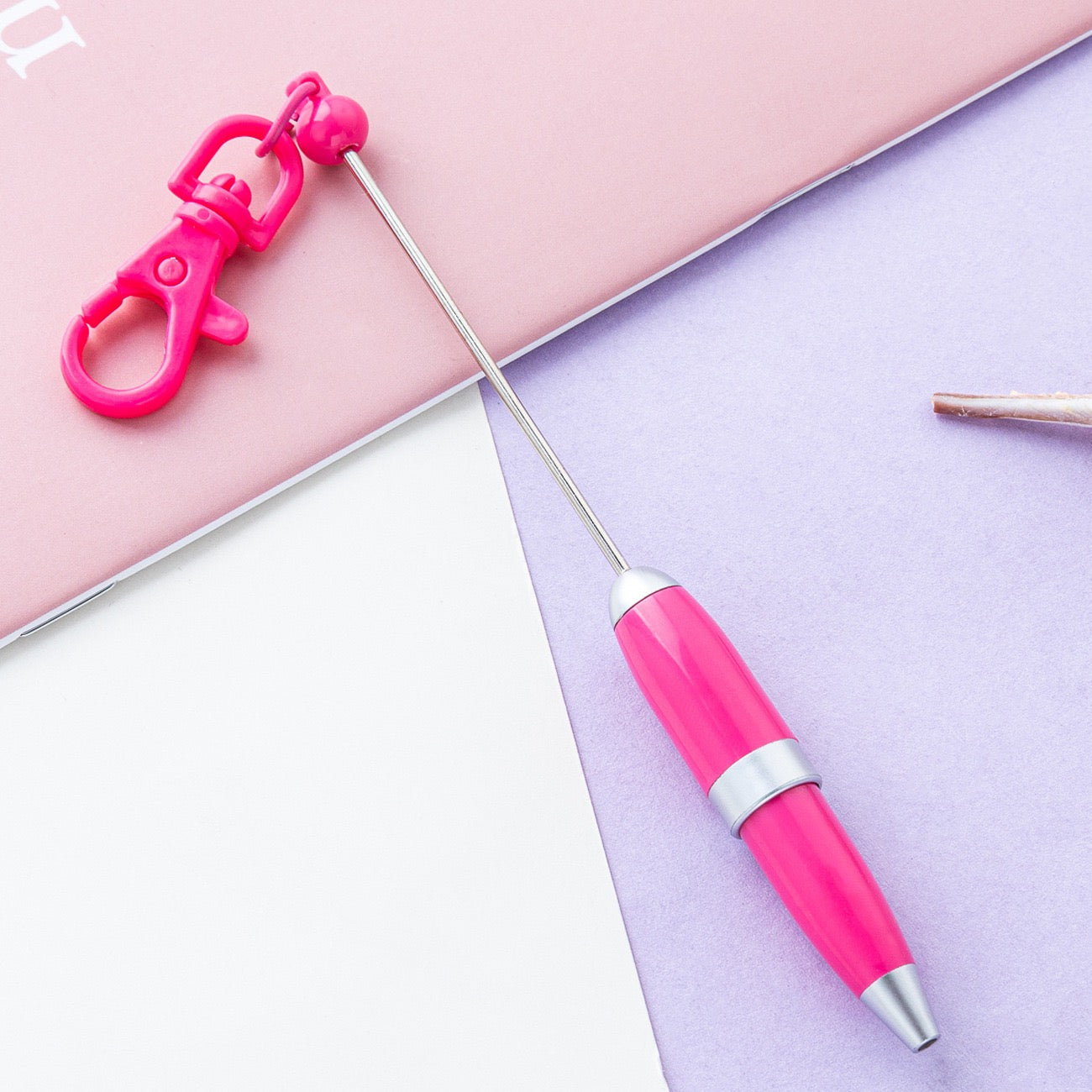 Beaded candy-colored keychain ballpoint pen（6PCS）